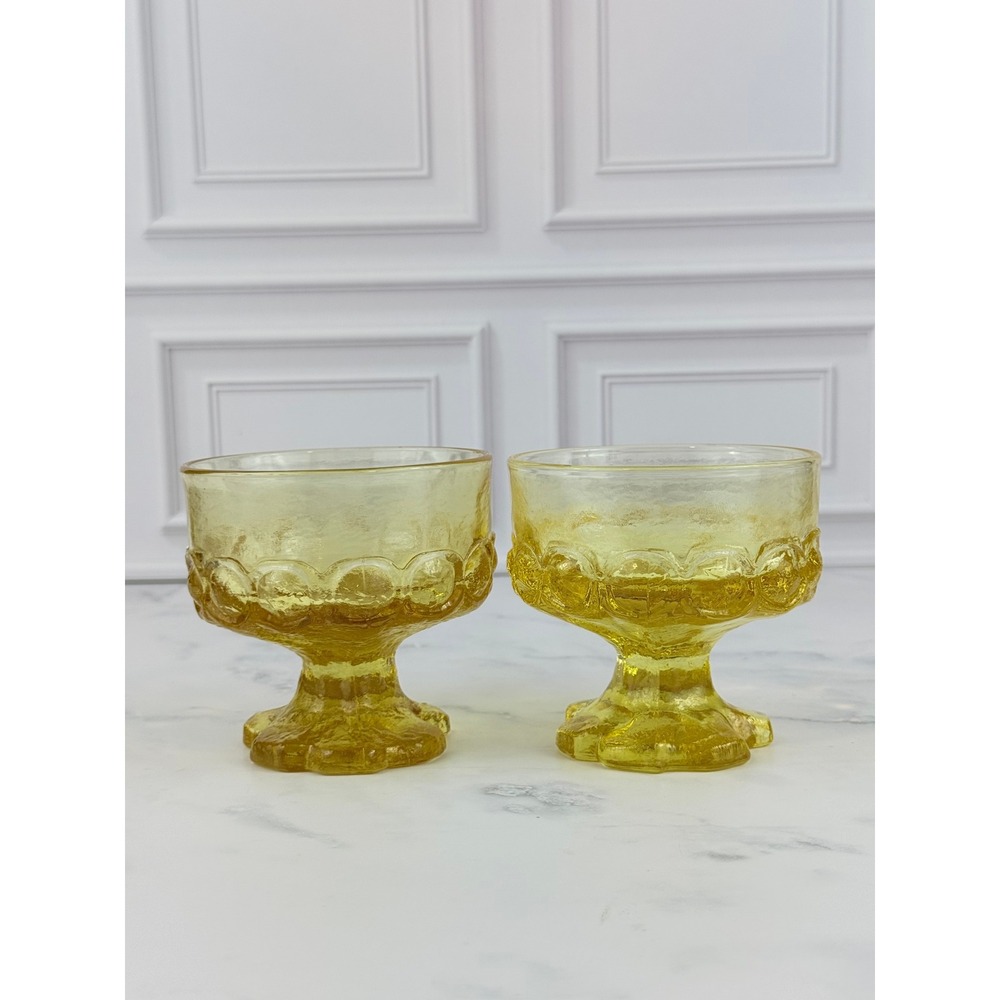 VTG PAIR (2) Franciscan Madeira Cornsilk Yellow Dessert Sherbet Coupe Glasses